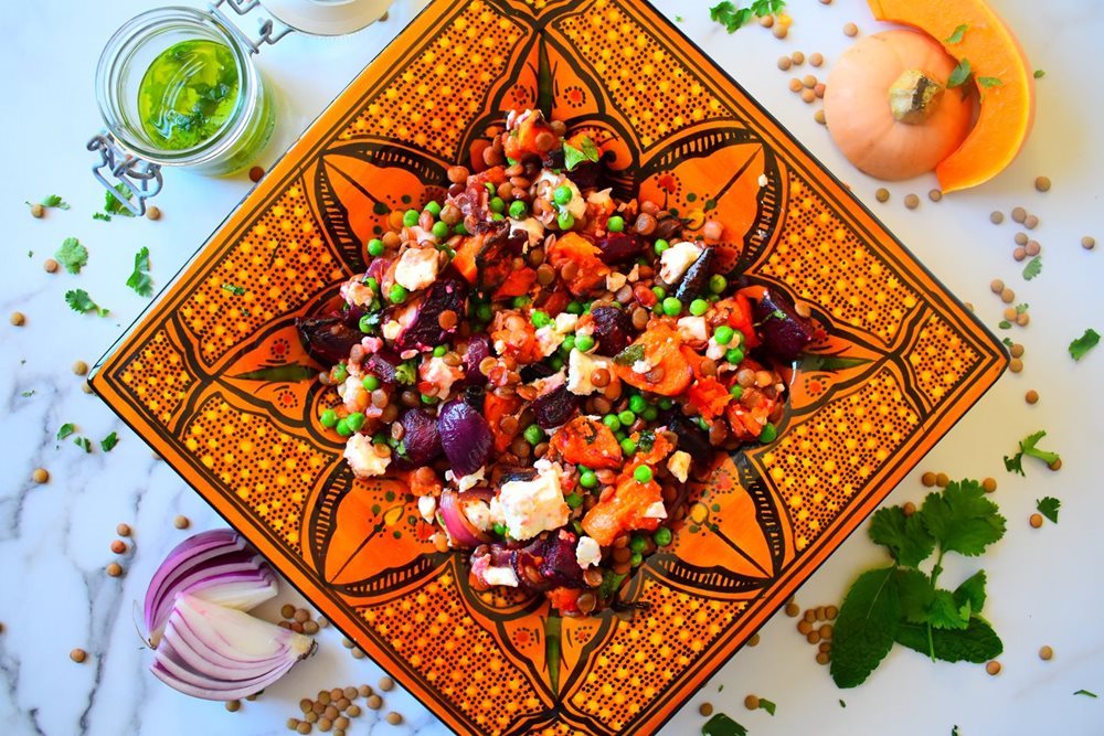 Green lentil salad