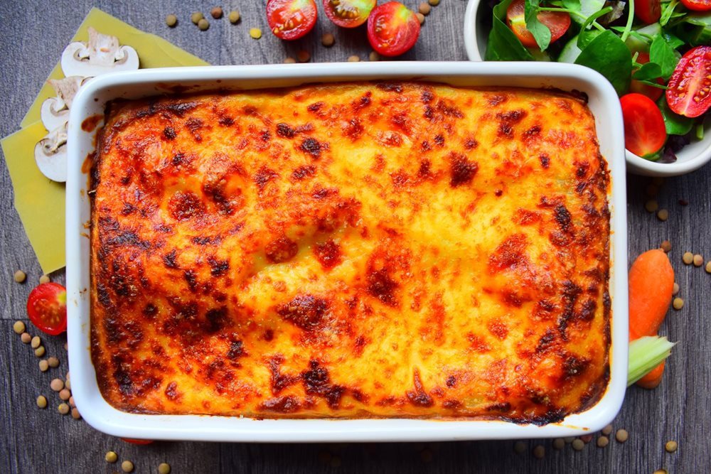 Green lentil lasagne